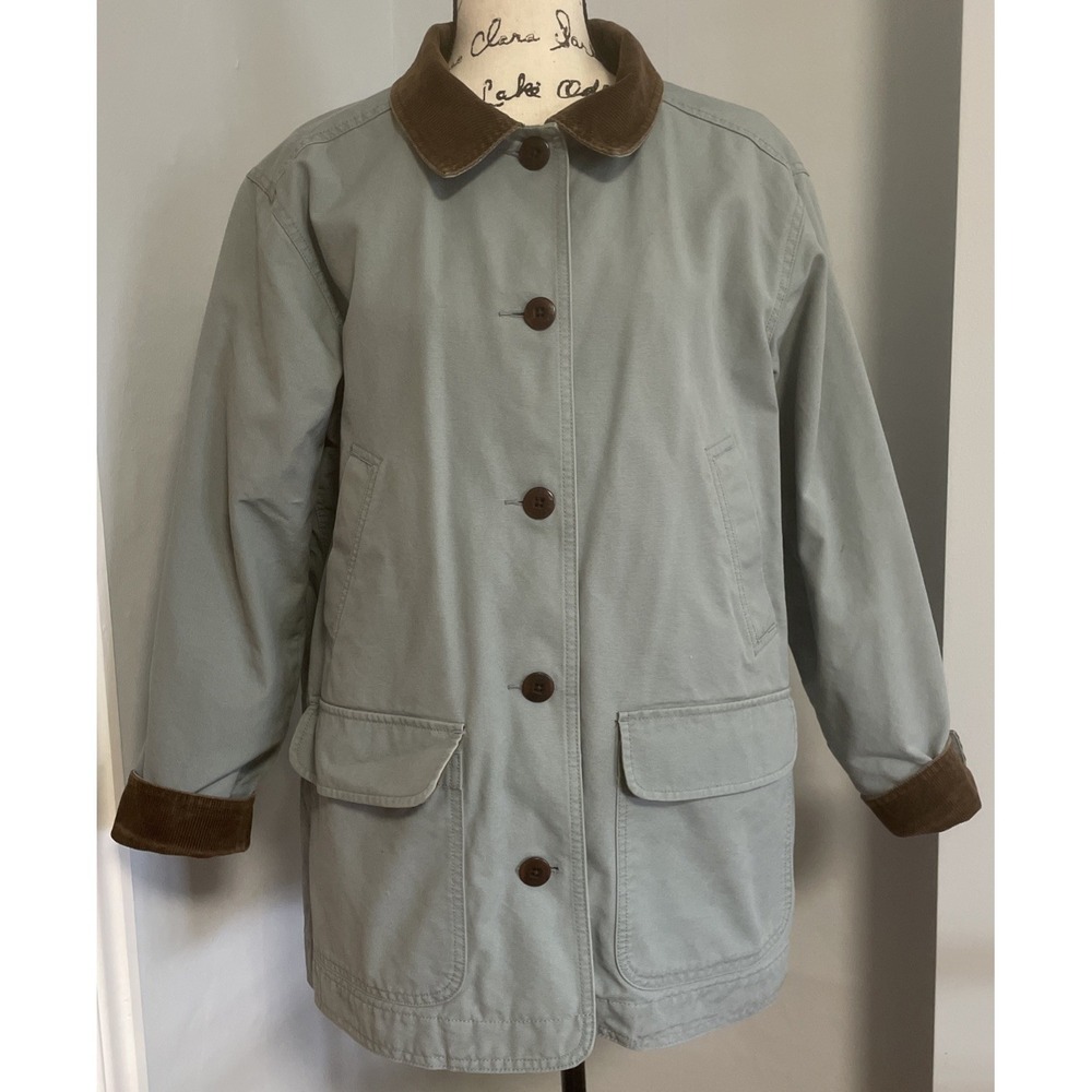 Vintage Women's LL Bean Barn Chore Jacket Coat Size XL Petite Flannel Lined Blue - Picture 2 of 14